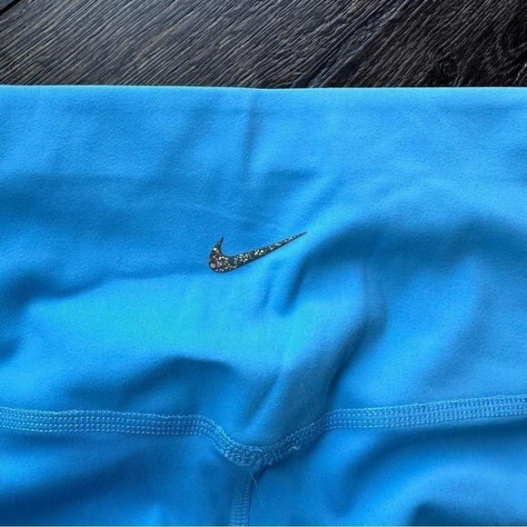 Nike Yoga 1X cropped novelty leggings Dri fit blue white 7/8 length high waist - Picture 8 of 9
